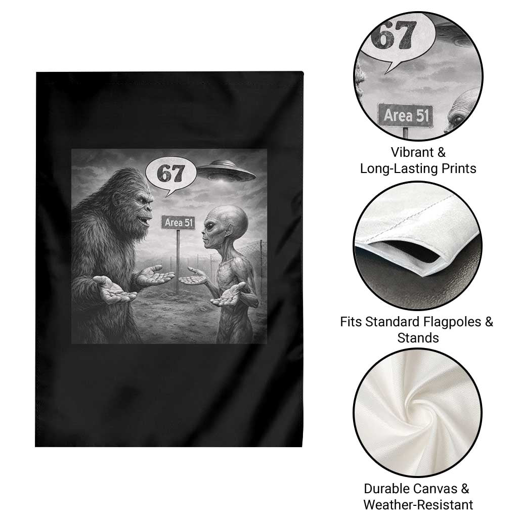 Funny 67 Meme Bigfoot Alien Garden Flag Six Seven Sasquatch Area 51 UFO Conspiracy TS10 Print Your Wear