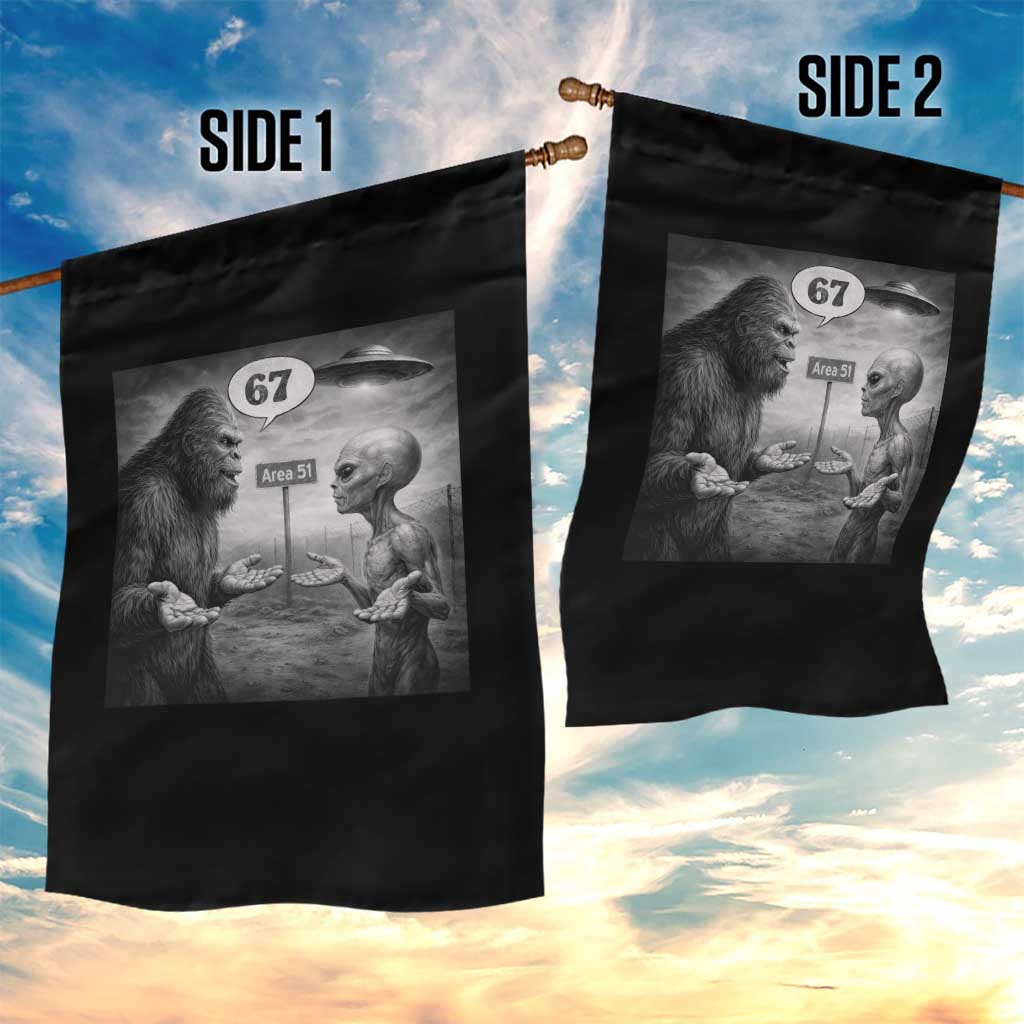 Funny 67 Meme Bigfoot Alien Garden Flag Six Seven Sasquatch Area 51 UFO Conspiracy TS10 Print Your Wear
