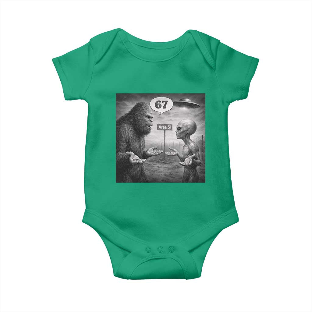 Funny 67 Meme Bigfoot Alien Baby Onesie Six Seven Sasquatch Area 51 UFO Conspiracy TS10 Irish Green Print Your Wear