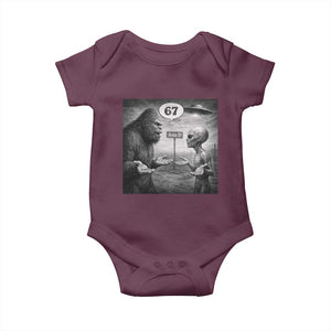 Funny 67 Meme Bigfoot Alien Baby Onesie Six Seven Sasquatch Area 51 UFO Conspiracy TS10 Maroon Print Your Wear