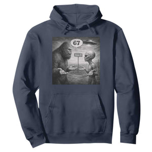 Funny 67 Meme Bigfoot Alien Hoodie Six Seven Sasquatch Area 51 UFO Conspiracy TS10 Navy Print Your Wear