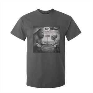 Funny 67 Meme Bigfoot Alien T Shirt For Kid Six Seven Sasquatch Area 51 UFO Conspiracy TS10 Dark Heather Print Your Wear