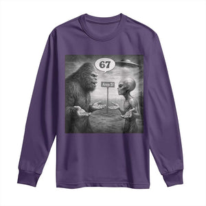 Funny 67 Meme Bigfoot Alien Long Sleeve Shirt Six Seven Sasquatch Area 51 UFO Conspiracy TS10 Purple Print Your Wear