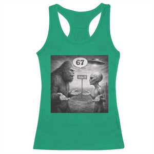 Funny 67 Meme Bigfoot Alien Racerback Tank Top Six Seven Sasquatch Area 51 UFO Conspiracy TS10 Irish Green Print Your Wear