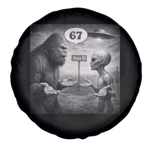 Funny 67 Meme Bigfoot Alien Spare Tire Cover Six Seven Sasquatch Area 51 UFO Conspiracy TS10 Print Your Wear