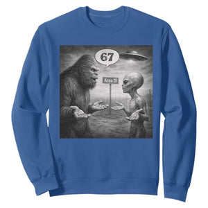Funny 67 Meme Bigfoot Alien Sweatshirt Six Seven Sasquatch Area 51 UFO Conspiracy TS10 Royal Blue Print Your Wear