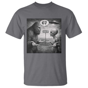 Funny 67 Meme Bigfoot Alien T Shirt Six Seven Sasquatch Area 51 UFO Conspiracy TS10 Charcoal Print Your Wear