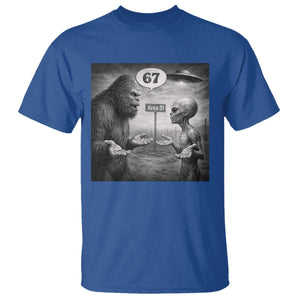 Funny 67 Meme Bigfoot Alien T Shirt Six Seven Sasquatch Area 51 UFO Conspiracy TS10 Royal Blue Print Your Wear