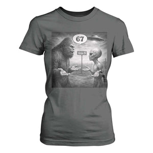Funny 67 Meme Bigfoot Alien T Shirt For Women Six Seven Sasquatch Area 51 UFO Conspiracy TS10 Dark Heather Print Your Wear