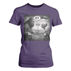 Funny 67 Meme Bigfoot Alien T Shirt For Women Six Seven Sasquatch Area 51 UFO Conspiracy TS10 Purple Print Your Wear