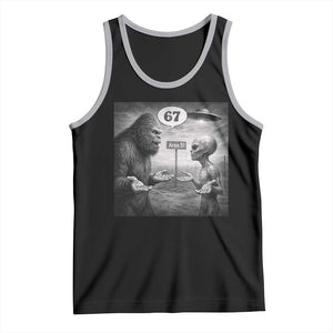 Funny 67 Meme Bigfoot Alien Tank Top Six Seven Sasquatch Area 51 UFO Conspiracy TS10 Black Athletic Heather Print Your Wear