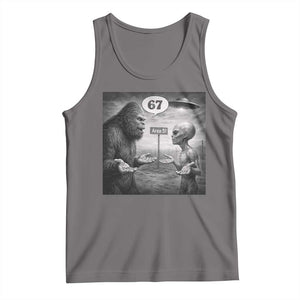 Funny 67 Meme Bigfoot Alien Tank Top Six Seven Sasquatch Area 51 UFO Conspiracy TS10 Deep Heather Print Your Wear