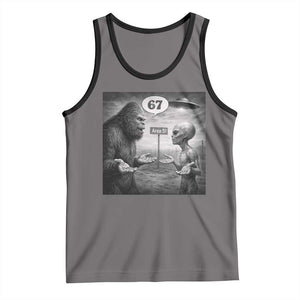Funny 67 Meme Bigfoot Alien Tank Top Six Seven Sasquatch Area 51 UFO Conspiracy TS10 Deep Heather Black Print Your Wear