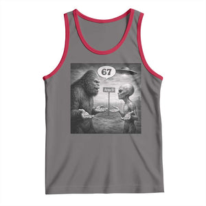 Funny 67 Meme Bigfoot Alien Tank Top Six Seven Sasquatch Area 51 UFO Conspiracy TS10 Deep Heather Red Print Your Wear