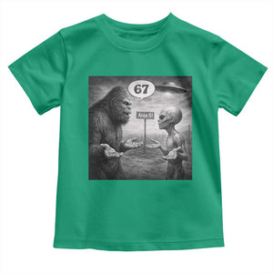 Funny 67 Meme Bigfoot Alien Toddler T Shirt Six Seven Sasquatch Area 51 UFO Conspiracy TS10 Irish Green Print Your Wear