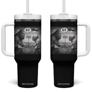 Funny 67 Meme Bigfoot Alien Tumbler With Handle Six Seven Sasquatch Area 51 UFO Conspiracy TS10 One Size: 40 oz Black Print Your Wear