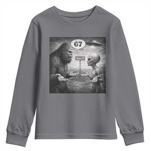 Funny 67 Meme Bigfoot Alien Youth Sweatshirt Six Seven Sasquatch Area 51 UFO Conspiracy TS10 Charcoal Print Your Wear