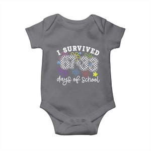 I Survived 67 33 100 Days of School Baby Onesie Funny 100th Day of School Flowers TS10 Charcoal Print Your Wear