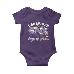 I Survived 67 33 100 Days of School Baby Onesie Funny 100th Day of School Flowers TS10 Purple Print Your Wear