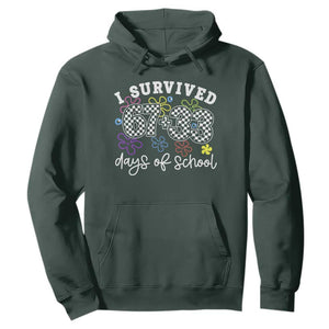 I Survived 67 33 100 Days of School Hoodie Funny 100th Day of School Flowers TS10 Dark Forest Green Print Your Wear