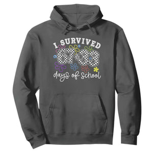 I Survived 67 33 100 Days of School Hoodie Funny 100th Day of School Flowers TS10 Dark Heather Print Your Wear