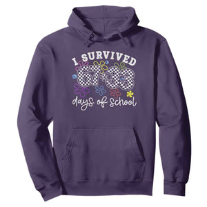I Survived 67 33 100 Days of School Hoodie Funny 100th Day of School Flowers TS10 Purple Print Your Wear
