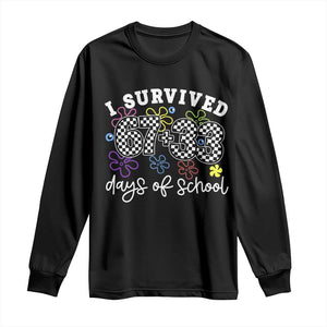 I Survived 67 33 100 Days of School Long Sleeve Shirt Funny 100th Day of School Flowers TS10 Black Print Your Wear
