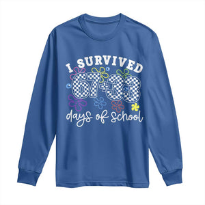 I Survived 67 33 100 Days of School Long Sleeve Shirt Funny 100th Day of School Flowers TS10 Royal Blue Print Your Wear