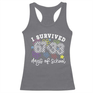 I Survived 67 33 100 Days of School Racerback Tank Top Funny 100th Day of School Flowers TS10 Charcoal Print Your Wear