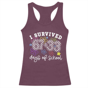 I Survived 67 33 100 Days of School Racerback Tank Top Funny 100th Day of School Flowers TS10 Maroon Print Your Wear