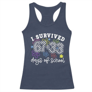 I Survived 67 33 100 Days of School Racerback Tank Top Funny 100th Day of School Flowers TS10 Navy Print Your Wear