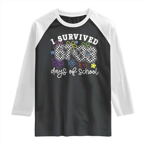 I Survived 67 33 100 Days of School Raglan Shirt Funny 100th Day of School Flowers TS10 Black White Print Your Wear