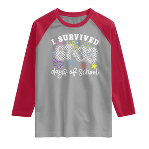 I Survived 67 33 100 Days of School Raglan Shirt Funny 100th Day of School Flowers TS10 Sport Gray Red Print Your Wear