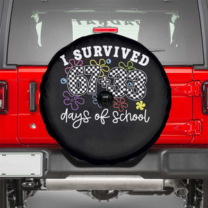 I Survived 67 33 100 Days of School Spare Tire Cover Funny 100th Day of School Flowers TS10 Black Print Your Wear