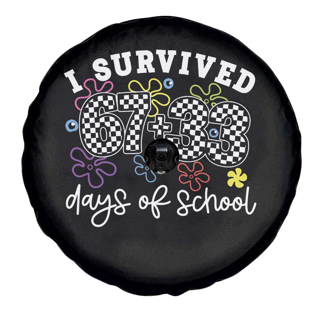 I Survived 67 33 100 Days of School Spare Tire Cover Funny 100th Day of School Flowers TS10 Print Your Wear