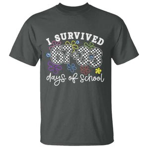 I Survived 67 33 100 Days of School T Shirt Funny 100th Day of School Flowers TS10 Dark Heather Print Your Wear