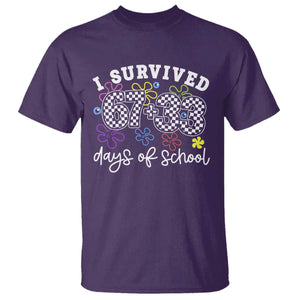 I Survived 67 33 100 Days of School T Shirt Funny 100th Day of School Flowers TS10 Purple Print Your Wear