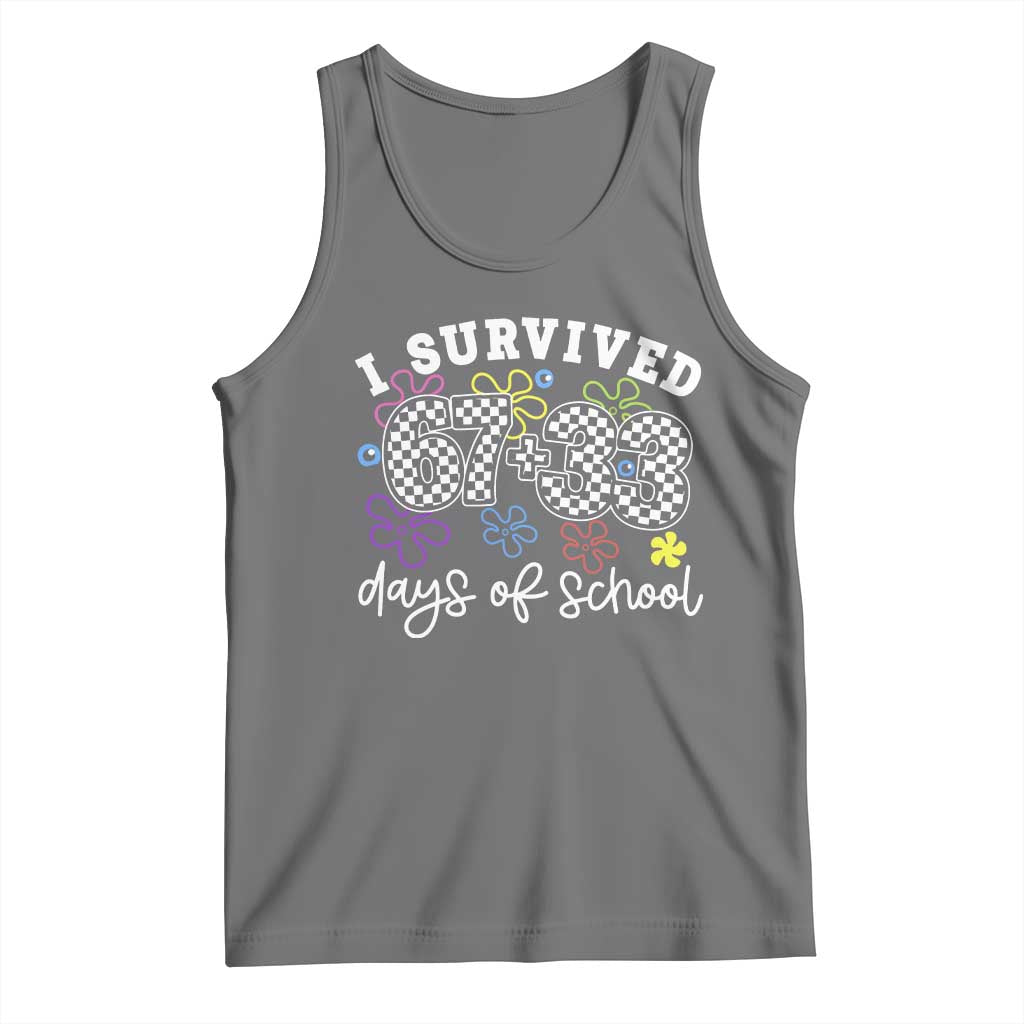 I Survived 67 33 100 Days of School Tank Top Funny 100th Day of School Flowers TS10 Black Heather Print Your Wear
