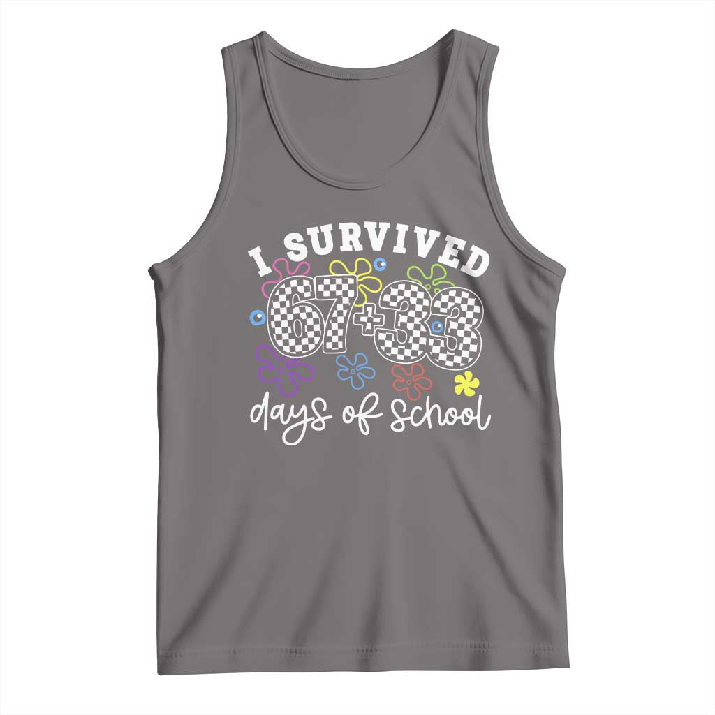 I Survived 67 33 100 Days of School Tank Top Funny 100th Day of School Flowers TS10 Deep Heather Print Your Wear