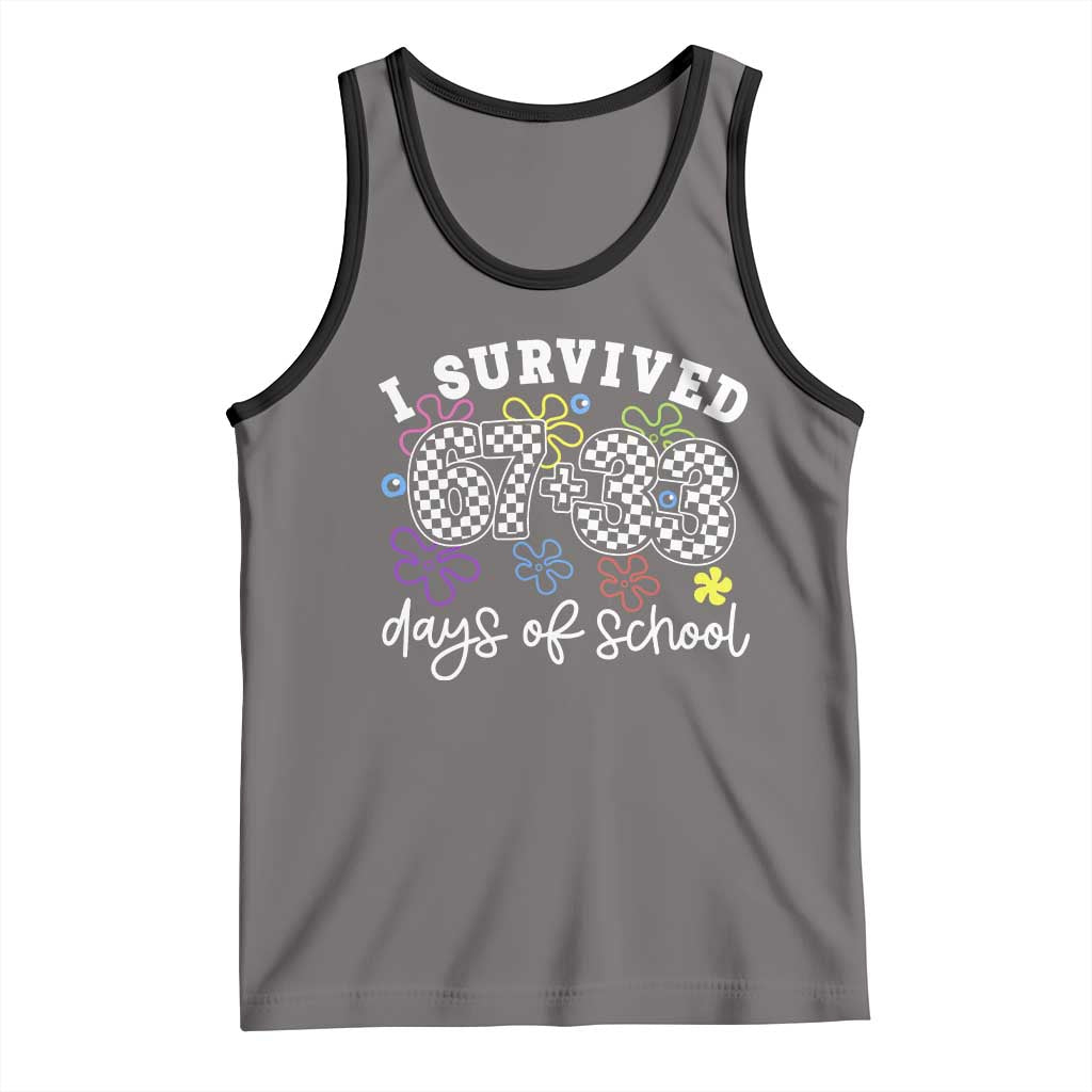 I Survived 67 33 100 Days of School Tank Top Funny 100th Day of School Flowers TS10 Deep Heather Black Print Your Wear
