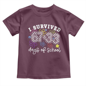 I Survived 67 33 100 Days of School Toddler T Shirt Funny 100th Day of School Flowers TS10 Maroon Print Your Wear