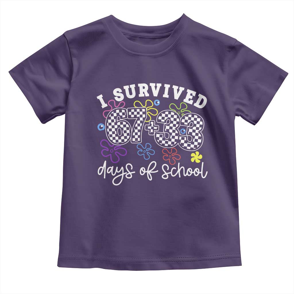 I Survived 67 33 100 Days of School Toddler T Shirt Funny 100th Day of School Flowers TS10 Purple Print Your Wear