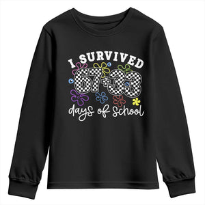 I Survived 67 33 100 Days of School Youth Sweatshirt Funny 100th Day of School Flowers TS10 Black Print Your Wear