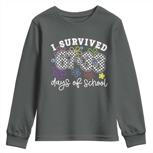 I Survived 67 33 100 Days of School Youth Sweatshirt Funny 100th Day of School Flowers TS10 Dark Heather Print Your Wear