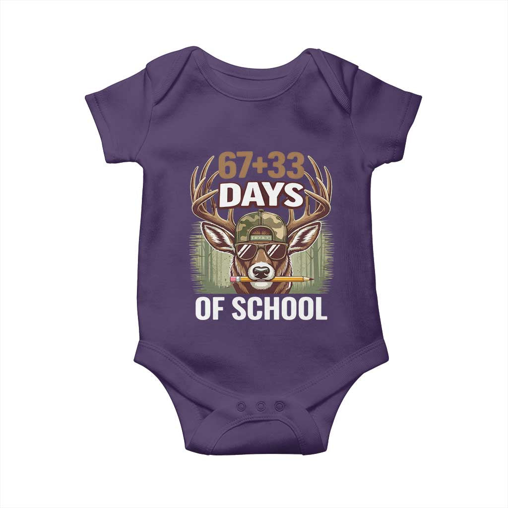 100 Days Of School Baby Onesie Funny 67 Six Seven Meme Deer School TS10 Purple Print Your Wear