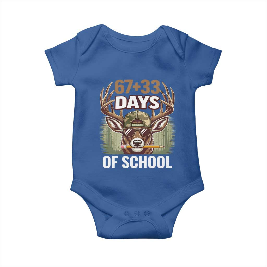 100 Days Of School Baby Onesie Funny 67 Six Seven Meme Deer School TS10 Royal Blue Print Your Wear