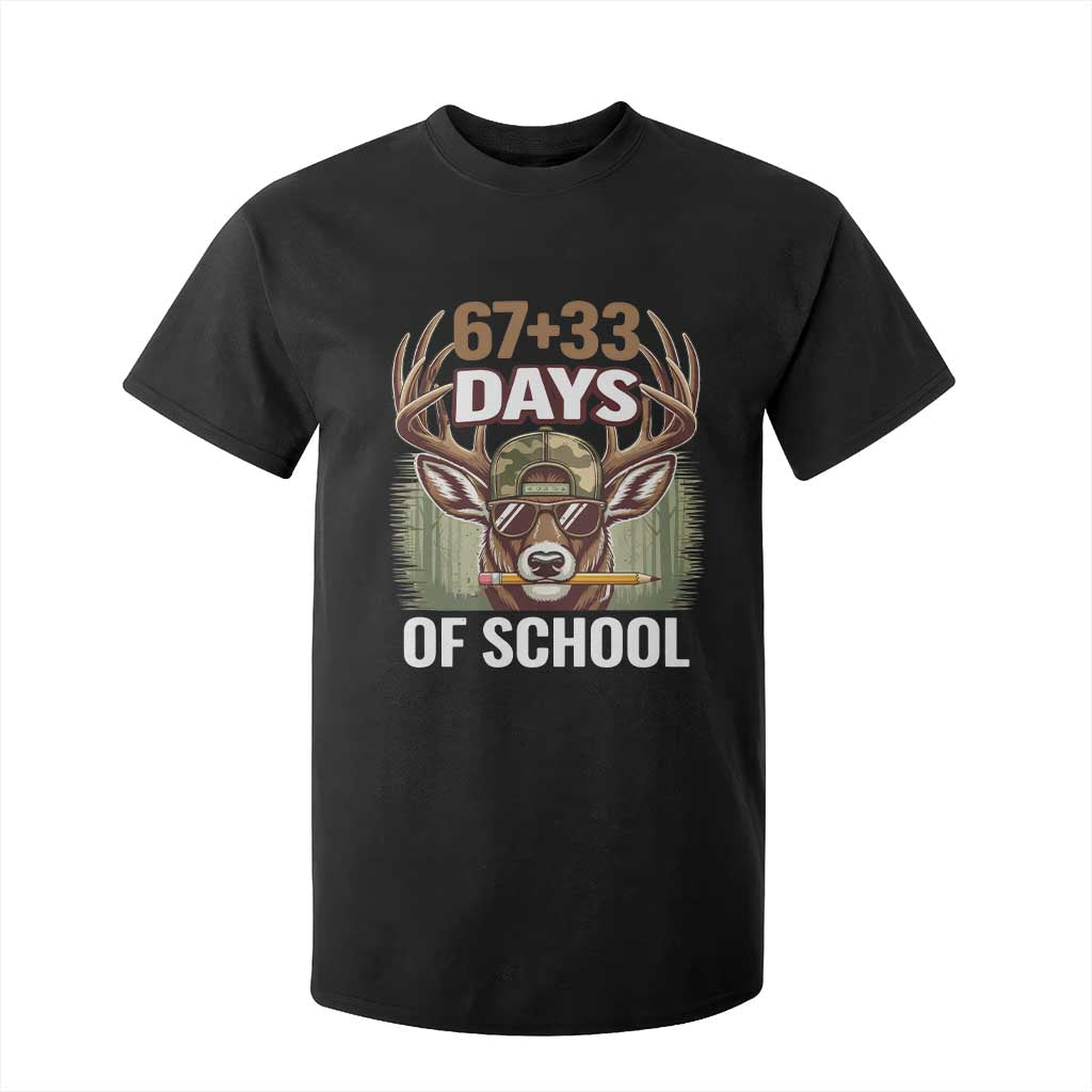100 Days Of School T Shirt For Kid Funny 67 Six Seven Meme Deer School TS10 Black Print Your Wear