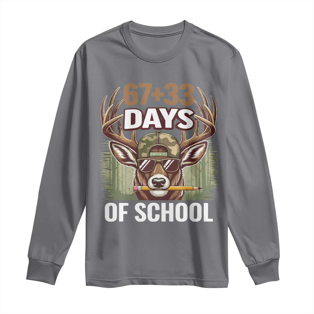 100 Days Of School Long Sleeve Shirt Funny 67 Six Seven Meme Deer School TS10 Charcoal Print Your Wear
