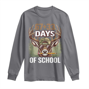 100 Days Of School Long Sleeve Shirt Funny 67 Six Seven Meme Deer School TS10 Charcoal Print Your Wear