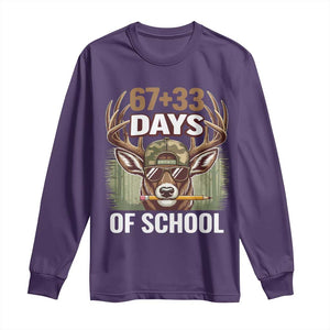 100 Days Of School Long Sleeve Shirt Funny 67 Six Seven Meme Deer School TS10 Purple Print Your Wear